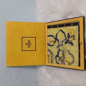 FENDI Set of 2 VINTAGE SCARVES Ribbon Pattern NWOT